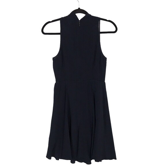 Rebecca Taylor Women Size 0 Twist Neck Fit & Flare 100% Silk Dress Ladder Stitch - Picture 3 of 11